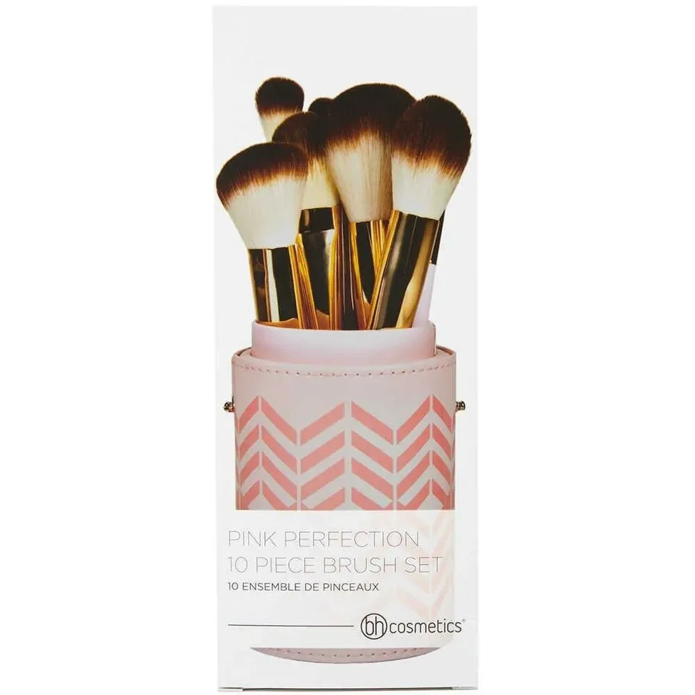 BH Cosmetics Pink Perfection 10 Piece Make Up Brush Set with Travel Case
